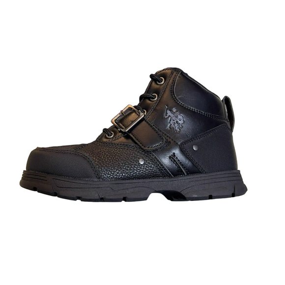 BOY'S Ankle Boots Black Shoes US POLO ASSN Kedge Kids  Faux Leather Have Diferen - Picture 1 of 16